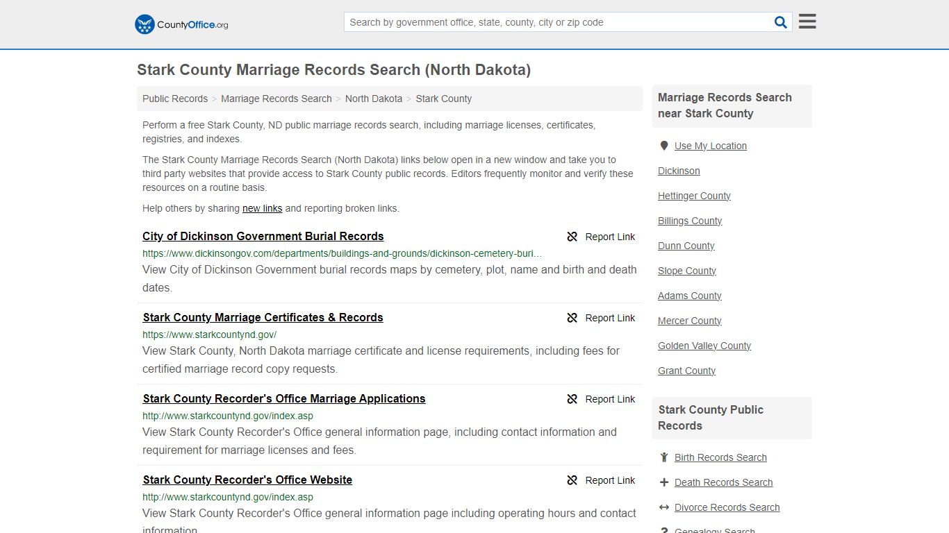 Stark County Marriage Records Search (North Dakota) - County Office