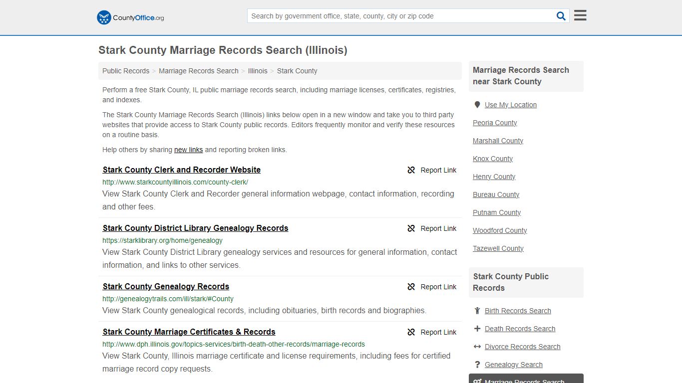 Stark County Marriage Records Search (Illinois) - County Office